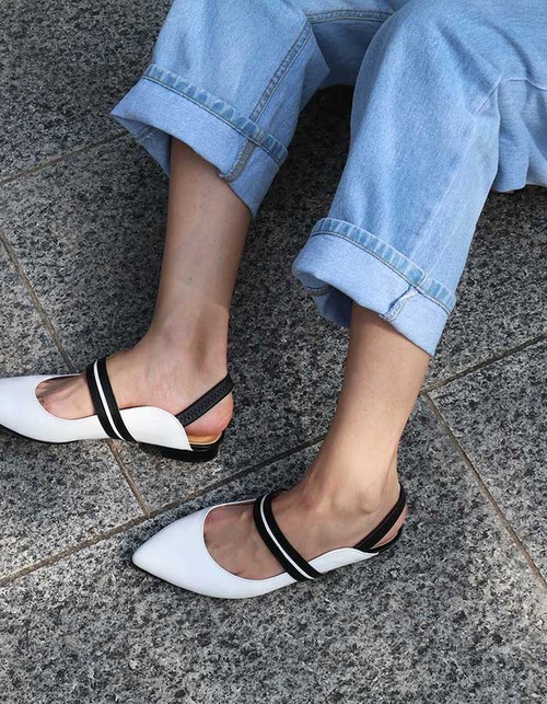 T015 pointed slingback white