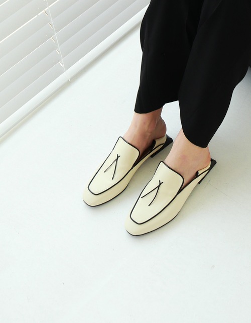 T102 lace loafer ivory (2-way) 2.5cm