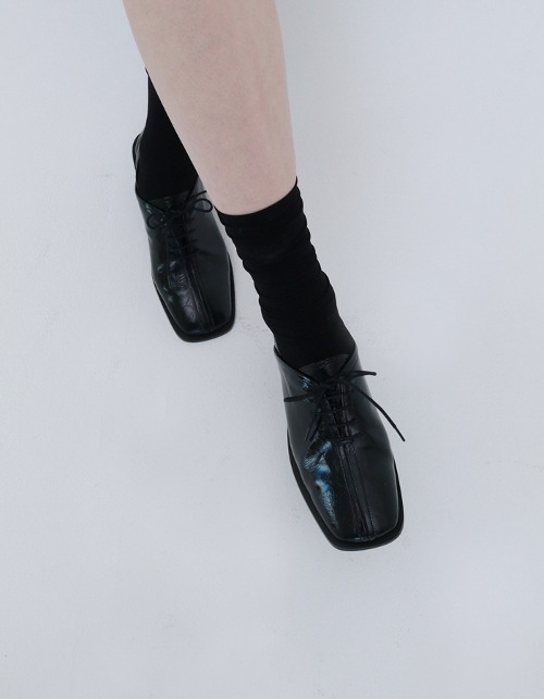 T106 tie loafer crack black (2cm)